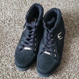 Black High-Top Wedge Sneakers